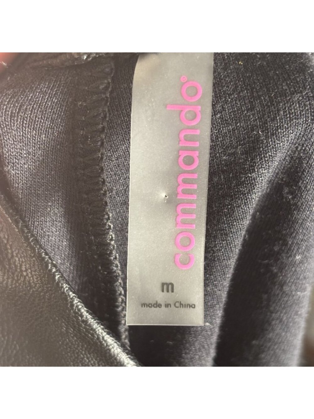 Commando Black Faux Leather Jogger Pants With Elastic Waistband & Cuffed Ankles - Picture 11 of 13